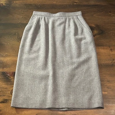 Vintage Women Wool Evan Picone Gray Knee Length Skirt Pockets Size 6 Made in USA - Image 1 of 4