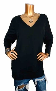 Michael Kors 2X Plus Top NWT $78 Stretch Black MK Logo Blouse Shirt 3/4 Slvs V - Picture 1 of 13