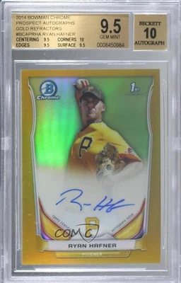 2014 Bowman Chrome Prospect Gold Refractor /50 Ryan Hafner BGS 9.5 GEM MINT Auto - Image 1 of 2