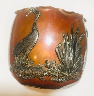 Jarrón martillado antiguo raro Gorham estético cobre plata esterlina metales mezclados Foto 1 de 4