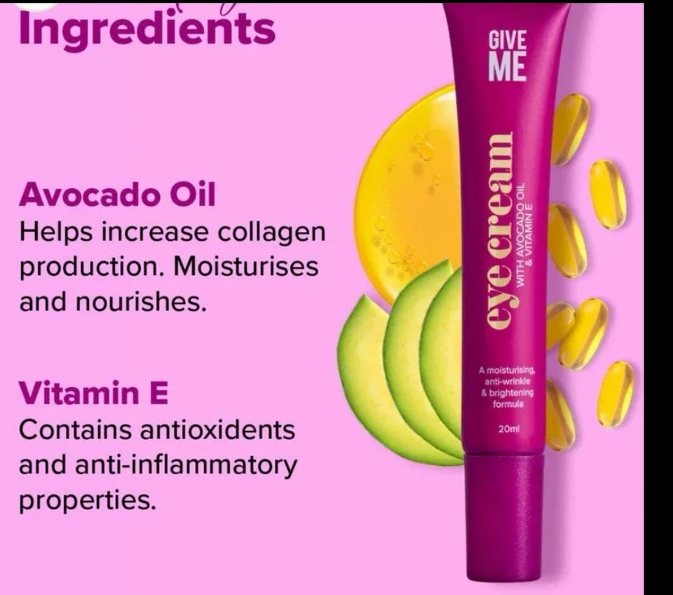 Give Me Cosmetics Brightening Vitamin E Eye Cream With Avocado Oil New