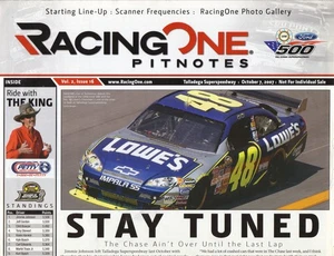 Racing One Pit Notes Jimmie Johnson 2007 Talladega 500 - Picture 1 of 1
