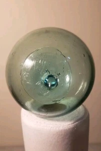 Vintage Japanese Glass Fishing Float, 4 Rare Makers Marks, 4 1/4", Blown Glass - Picture 1 of 7