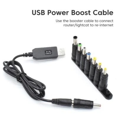 DC 5V to 12V / 9V USB to DC Jack Step-up Cord Converter USB Cable Boost Line