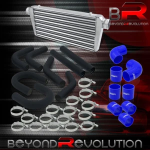 Universal 31"x12" Intercooler 3" Piping Kit U Pipes Black + Clamps Couplers Blue - Picture 1 of 6