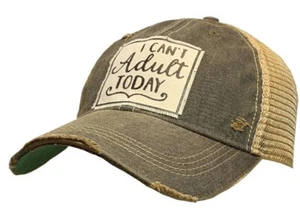 Distressed Trucker Hat Sun I Can't Adult Today - Picture 1 of 2