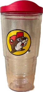 Buc-ees 24oz Clear Plastic Travel Mug Beaver Tumbler Patch Tervis Lid Bucees - Picture 1 of 7