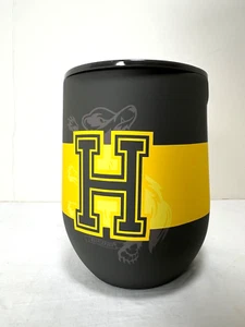 Harry Potter Hufflepuff stemless 12 oz tumbler / wine glass w/ lid - NEW! - Picture 1 of 3