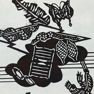 Antique Japanese Katagami Kimono Paper Stencil Summer Dragonfly 4Y475 - Picture 1 of 10
