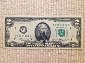 1976B 2 DOLLAR ERROR NOTE with INK SMEAR - Picture 1 of 7