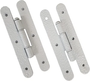 Hammercraft Wrought Iron H Hinges 7" for Ornamental Doors - White - (Pair) - Picture 1 of 2