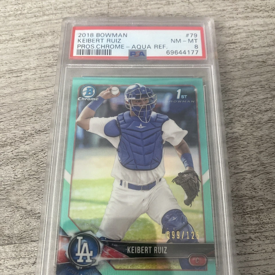 Keibert Ruiz 2018 Bowman Chrome Prospects Green AUTOGRAPH #KR 30/99 PSA 9 MINT - Image 1 of 2