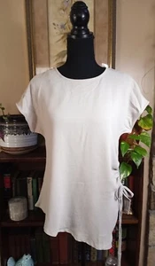 New Directions Petite Women's PM Cap Sleeve Asymmetrical Hem Side Tie Nude NWT - Picture 1 of 9