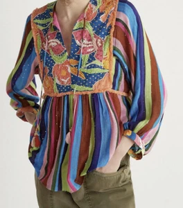 NWT Anthropologie Verb Pallavi Singhee Babydoll Blouse XS B-1285 - Picture 1 of 4