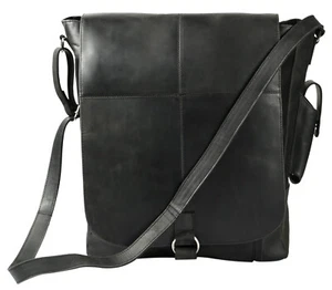 Black Leather Double Wine Bottle Bag New - zipper pocket and accessory pouch - Picture 1 of 3