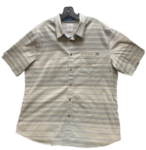 Ascend Shirt Adult Extra Large Gray Striped Embroidered Outdoor Button Up Mens - Picture 1 of 10