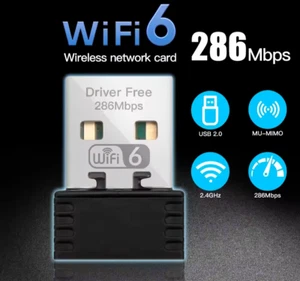 Stick WLAN Mini 286MPS USB WiFi Wireless Network Adapter Wlan 6 für PC Laptop - Bild 1 von 7