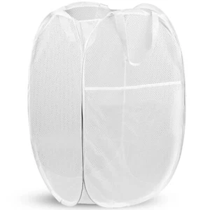 Pop Up Laundry Hamper 14.6 X 14.6 X 22.5 In Mesh Foldable White - Picture 1 of 7