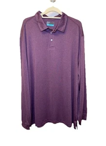 PGA Tour Mens XXL Maroon Purple Long Sleeve Polyester Performance Polo Shirt 2X - Picture 1 of 10