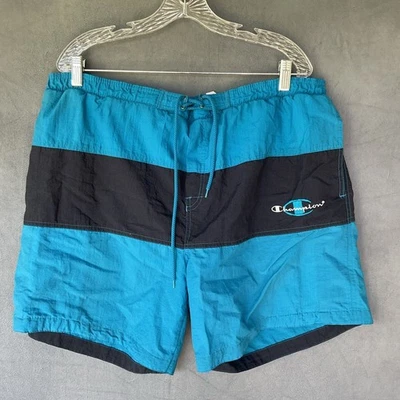 Bañador Champion Vintage Para Hombre Grande Azul Blanco Forrado Bolsillos 6" Años 90 Surf Foto 1 de 4