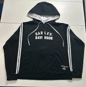 Harley Davidson Youth Kids Black Zip Up Satin Lined Hoodie Jacket - Picture 1 of 12