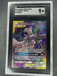 2019 POKEMON SUN & MOON UNIFIED MINDS #71 MEWTWO & MEW GX SGC 9 - Picture 1 of 1