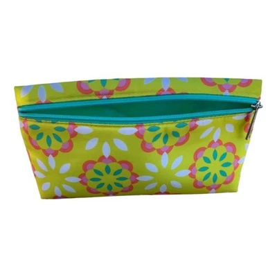 Bolsa de viaje Clinique verde lima y verde azulado flor maquillaje cosmético bolsa nueva sin etiquetas Foto 1 de 4