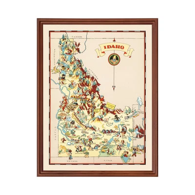 Old Map of Idaho 1935 - Vintage Idaho Art - Image 1 of 4