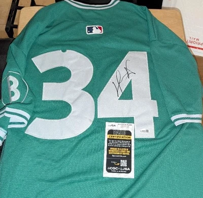 HOF RED SOX LEGEND DAVID ORTIZ SIGNED BOSTON RED SOX CITY CONNECT JERSEY JSA - Image 1 of 3
