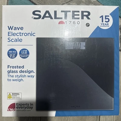 Báscula de baño Salter Wave vidrio negro esmerilado pantalla LCD texturizada nueva Foto 1 de 3