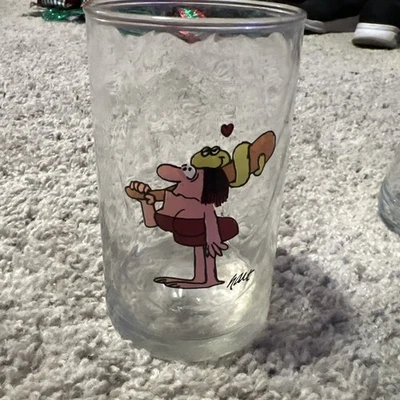 Vintage Johnny Hart 1981 Arby's BC Ice Age Cavewoman Jane Snake Cartoon Glass 5” - Image 1 of 4