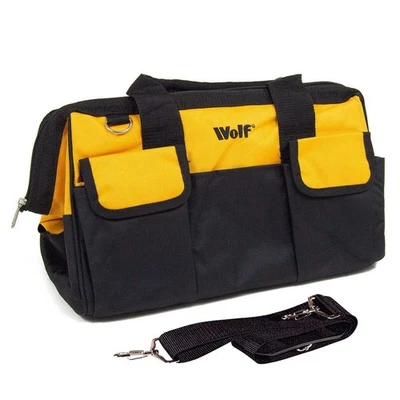 WOLF PROFESSIONAL 19” 47cm Multifunction Tool Bag Heavy Duty Hard Base Case w/ Shoulder Strap Wolf
