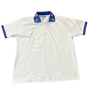 Vintage 90's Belle Pointe Women's Tennis Polo Shirt Sz L White Blue Collar - Picture 1 of 6