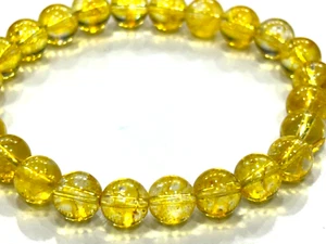 Zaffiro giallo citrino tondo 8 mm pietre preziose lisce perline 7" pollici 1 bracciale AG - Foto 1 di 14