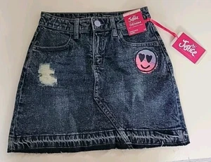 Justice Denim Skirt Size 14 Blue Smily Face Distressed New - Picture 1 of 8