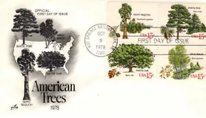 USPS FDC #1764-67 1978 15¢ American Trees ArtCraft Cachet ST1810 - Picture 1 of 1