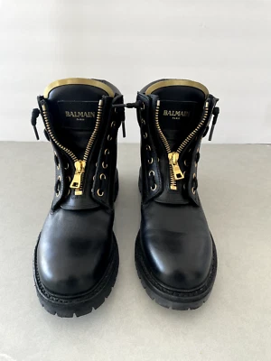 BALMAIN Paris Taiga Ranger 女式黑色皮靴 40 码 — 第 1/4 张图片