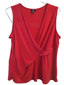 F&F Size 16 Red Sleeveless V Neck Wrapped Surplice Front Top Shirt - Picture 1 of 7