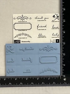 STAMPIN' UP! Juego de estampillas de goma montadas en madera notables marco de invitación refranes - Imagen 1 de 2