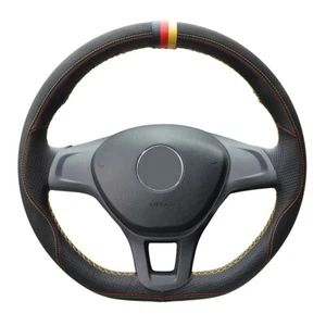 Black Leather Suede Car Steering Wheel Cover for Volkswagen Golf 7 Mk7 New Polo - Picture 1 of 8
