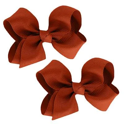 WD2U Baby Girls Set of 2 Small Grosgrain 3" Pigtail Hair Bows Alligator Clips - Image 1 of 4