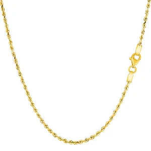 14K Yellow Solid Gold Diamond Cut Rope, Width 1.5mm - Picture 1 of 5