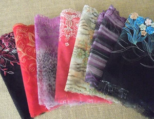 Lot 10 Yards 7.5" -8" Wide Mesh Lace with Embroidered Flower Black,Violet,H85 - Picture 1 of 8