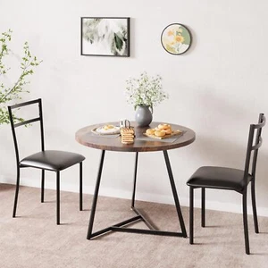 Modern Round Dining Table Set for 2 - Small 3-Piece Kitchen Table And Chairs Set - Picture 1 of 8