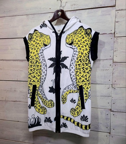 HERMÈS HERMES giacca con cappuccio smanicata animalier stampa leopardata uomo taglia 34 originale