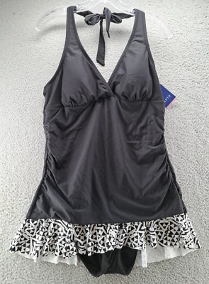 Apt 9 Traje de Baño Para Mujer XL Abdomen Adelgazante Acanalado Falda Geométrica Negro Nuevo con Etiquetas Foto 1 de 4