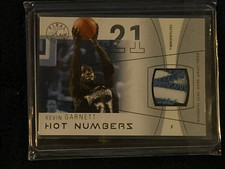 2003-04 FLEER FLAIR HOT NUMBERS KEVIN GARNETT GAME WORN PATCH 13/58 3 COLORS HOF
