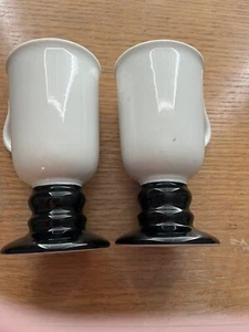 2 Hall Pottery Vintage Cream Pedestal Irish Coffee Chocolate Mug Footed Cup USA - Picture 1 of 4