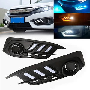 LED DRL Daytime Running Fog Lights Front Bumper For Honda Civic 10th Sedan 16-19 - Picture 1 of 10