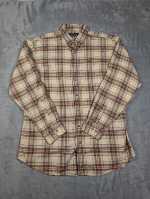 Viyella Lands End Wool Blend Button Up Flannel Shirt Mens Size L Tall Plaid - Image 1 of 4